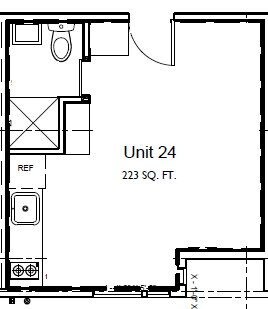 Studio - 223 sqft 25 floor plan